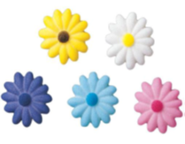 2662 - DAISIES ASSORTED COLOUR SMALL 3/4 inch SUGAR DECONS