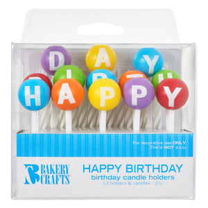 6063 - HAPPY BIRTHDAY ROUND LETTER CANDLES & HOLDERS